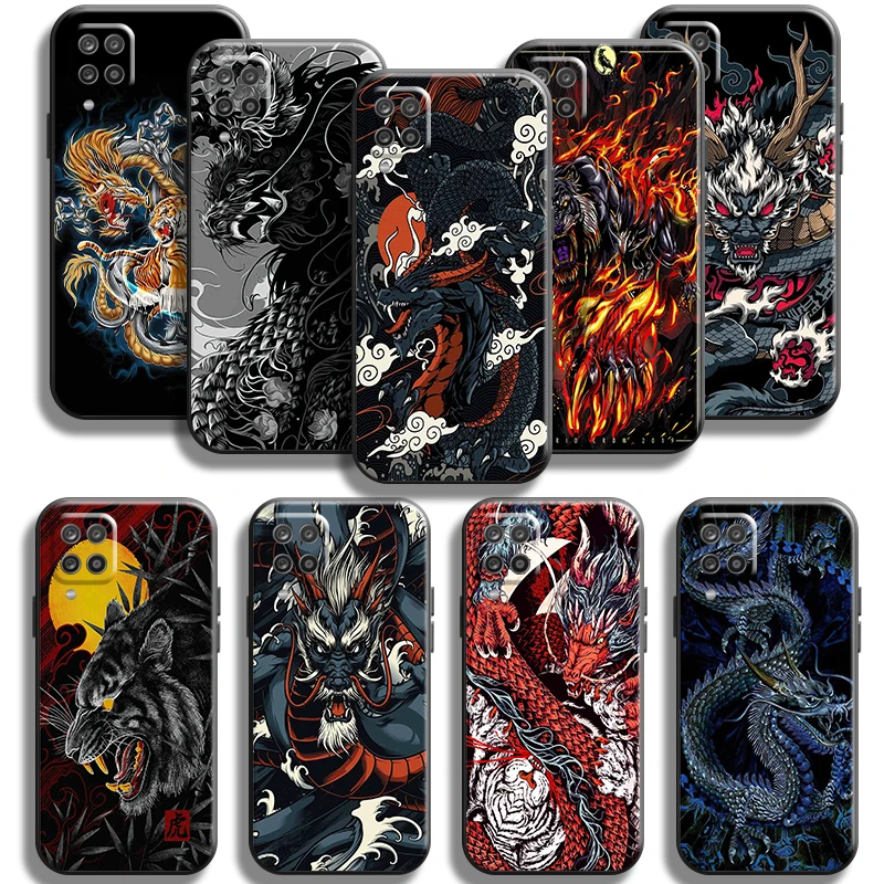

Black Dragon Tiger Phone Case for Samsung Galaxy M52 M51 M31S M31 M32 M30S M22 M20 M12 M11 Shell Cases Liquid Silicon TPU Black