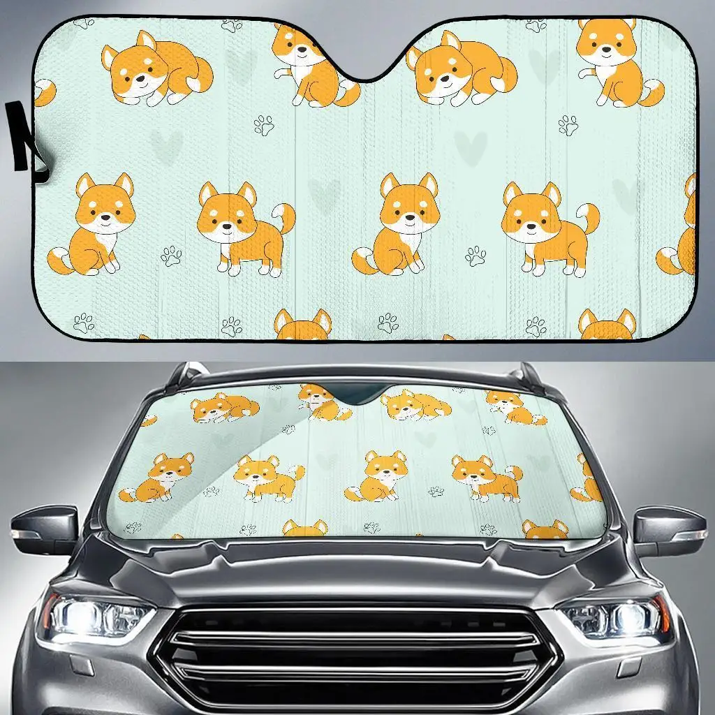 

Shiba Inu Dog Pupppy Pattern Print Auto Sun Shade Car Windshield Window Cover Sunshade