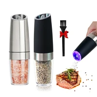 electric automatic salt pepper grinder stainless steel gravity spice mill adjustable spices grinder with led light kitchen tools