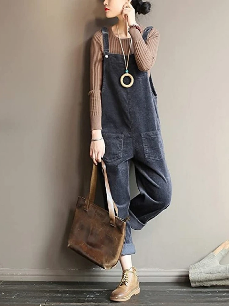 

Mandylandy Women Corduroy Bib Pants Jumpsuit Suspenders Dungarees Overalls NEW Pinafores Overalls