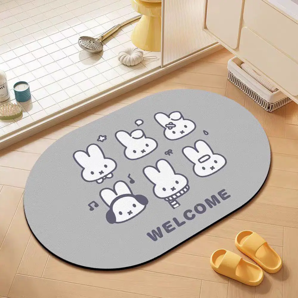 Коврик для ванной Miffy с мультяшным рисунком, впитывающий воду, из диатомовой земли, для туалета, умывальника, нескользящий, милый, для всей семьи (art.: 3920da94ef36f) - 3920da94ef36f