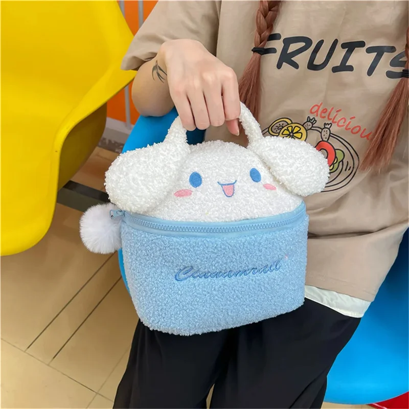 

Anime Sanrio Hello Kitty Plush Cosmetic Bag Cinnamoroll Kuromi My Melody Makeup Handbag Travel Storage Bags Plush Toy Girl Gift