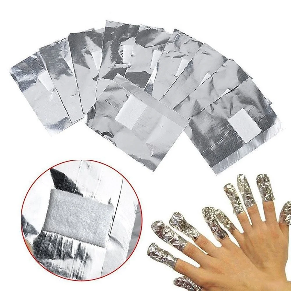 1000 Pcs Aluminium Foil Remover Wraps Nail Art Soak Off Acrylic Gel Nail Polish Remover For Manicure Pedicure Gel Tools