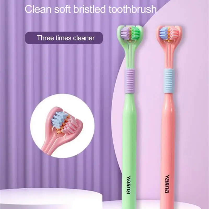 

Adult Three-head Toothbrush High Color Value Three-sided Toothbrush Scraping Tongue Coating Cleaning Soft Hair Tooth Protection