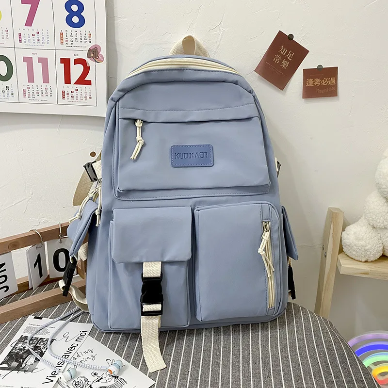 

Новинка 2023, модная вместительная школьная сумка в Корейском стиле, легкий простой дорожный рюкзак, рюкзаки для девочек-подростков с множеством карманов