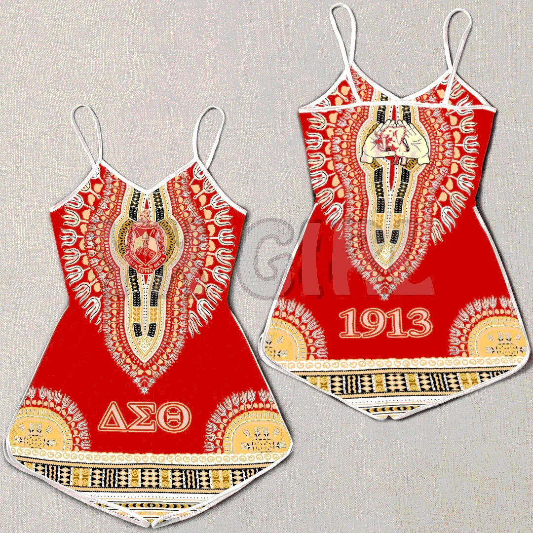 YX GIRL Lovetheworld Rompers Delta Sigma Theta Dashiki  3D All Over Printed Rompers Summer Women's Bohemia Clothes