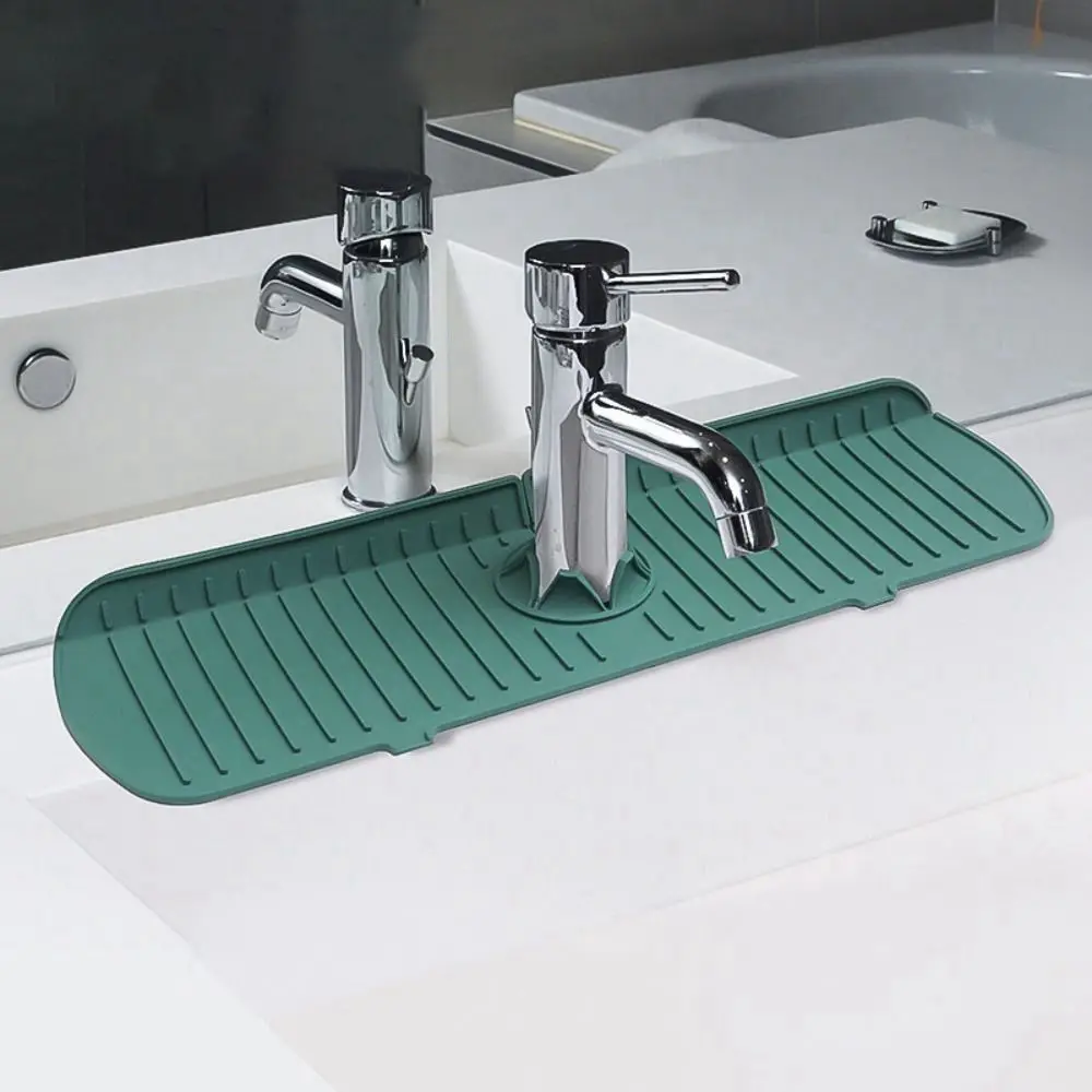 

1Pcs Durable Mildew Proof Draining Water Ripples Faucet Mat Countertop Protector Water Catcher Mat Sink Splash Pad