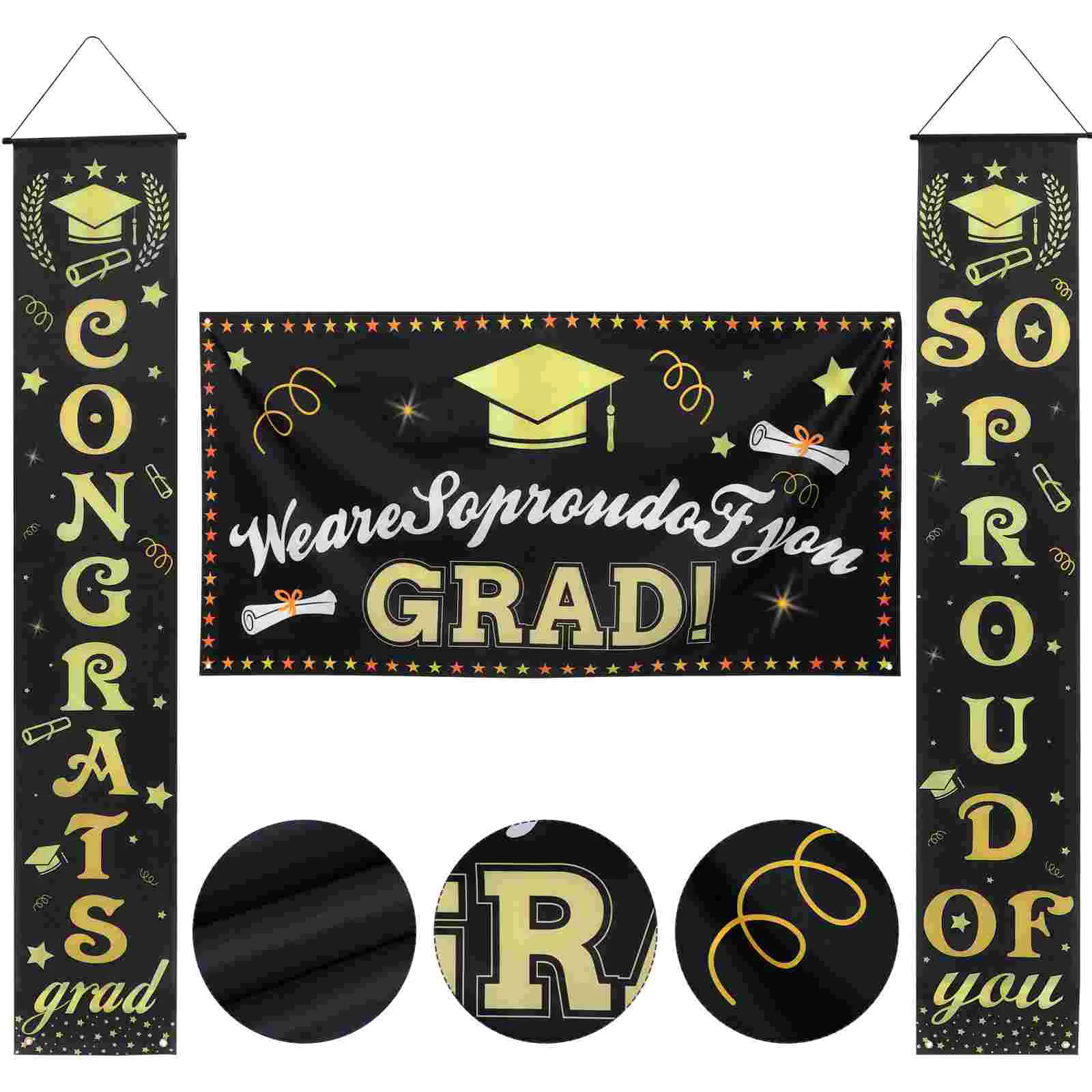

Graduation Party Door Supplies Banner Decor Grad Fabric Background Sign Porch Congrats House Large Front Flag Hanging Welcome