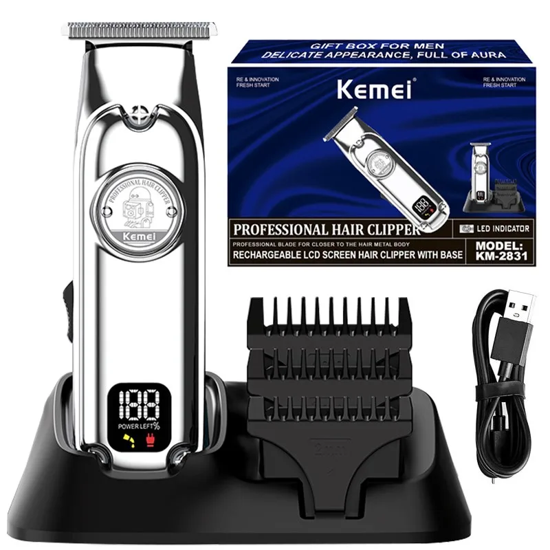 

Полностью Металлические Бриллианты от Kemei, профессиональные бриллианты с Т-образным лезвием и нулевым изображением, беспроводные парикмах...