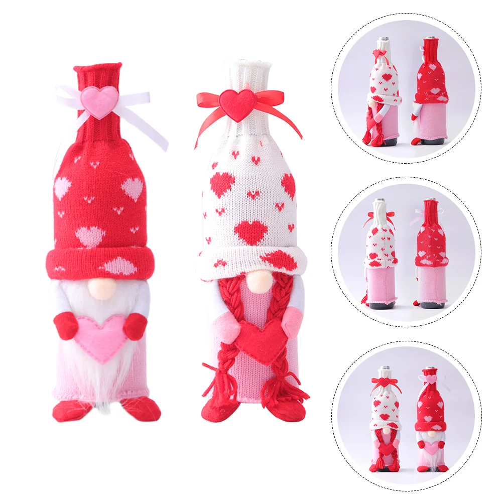 

Bottle Covers Gnome Cover Day Valentines Wedding Red Champagne Decorative Party Decorations Santa Cloths Sleeves Claus Toppers