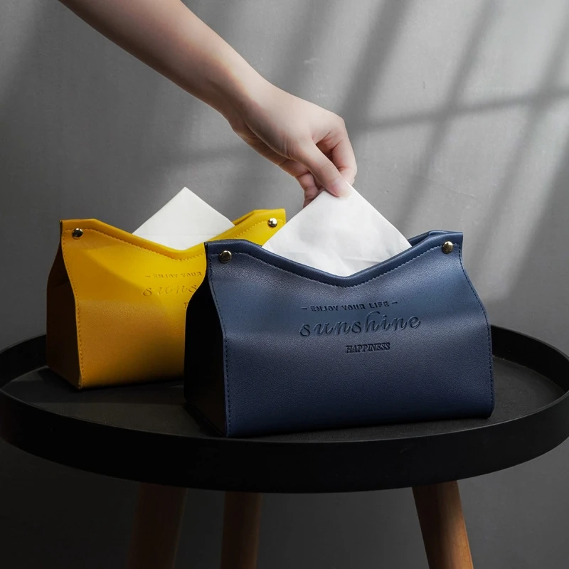 

PU Leather Tissue Box Toilet Living Room Pumping Box Home Decor Car Bedroom Kitchen Desktop Foldable Luxury Tissue Storage Case