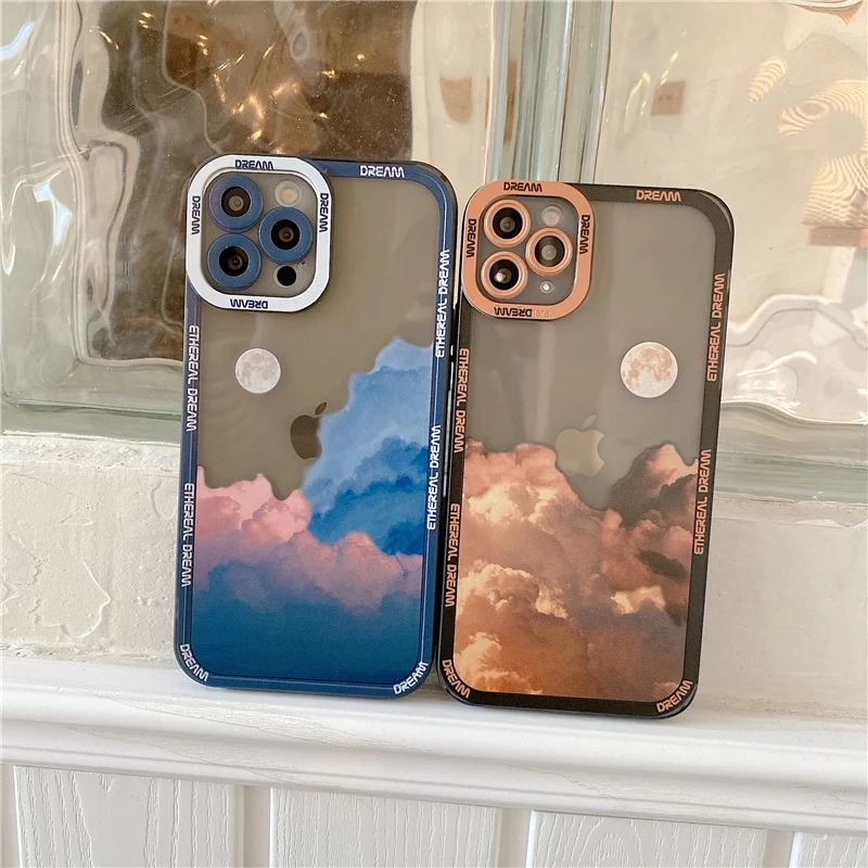 

JOME Retro Moon night Late cloud Phone Case For iPhone 13 11 12Pro Max XR XS Max 7 8Plus X Lens Protection Shockproof Soft Cover
