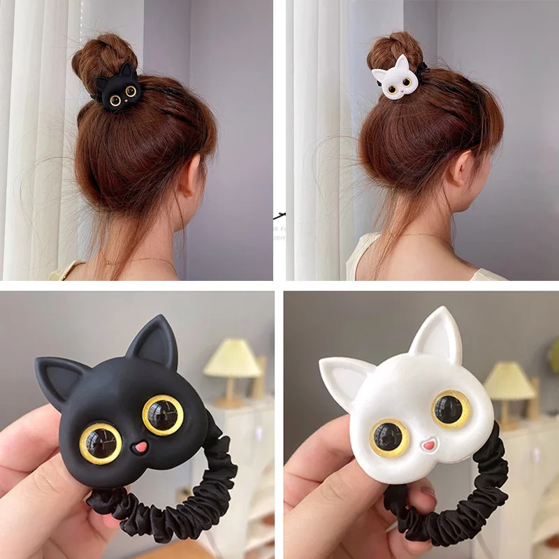 

2022 New Women Cute Cat Rubber Bands Elastic Hair Bands Korean Headwear Children For Girls Lovely Hair Accessories Ornaments