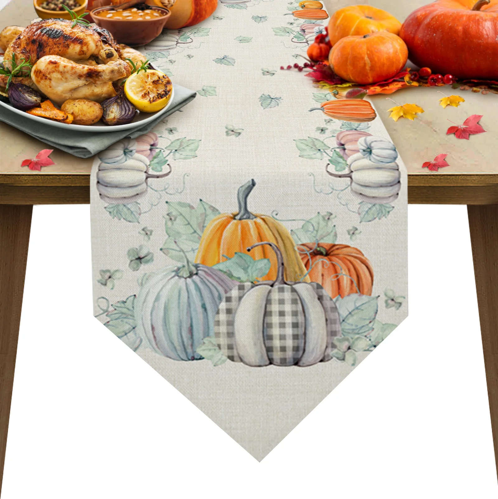 

Thanksgiving Fall Pumpkin Maple Leaf Table Runners Wedding Table Decoration Tablecloth Holiday Party Dining Decor Table Cover