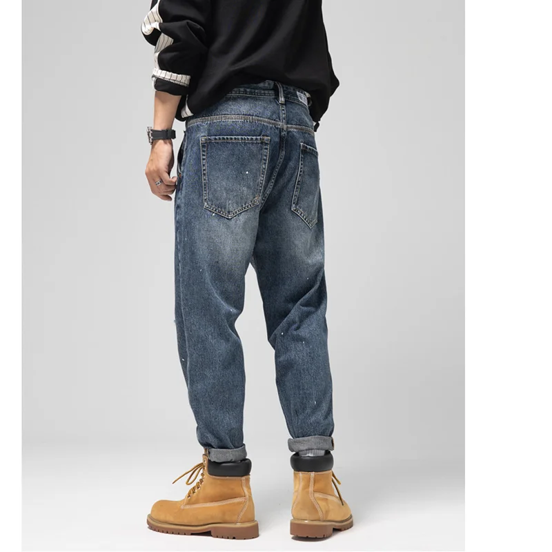 Streetwear Men 2022 Fashion New Pattern Recreational Black Hole Pants Straight Cylinder Comfortable Loose Jeans Autumn Female