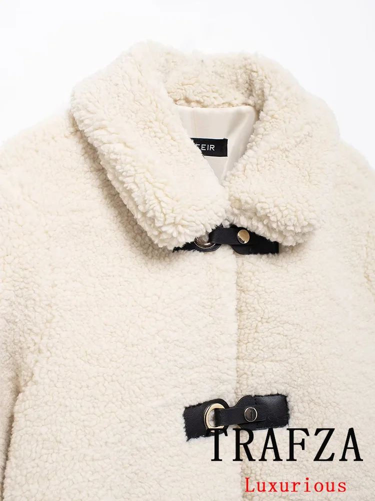 TRAFZA винтажное повседневное шикарное женское пальто с однотонным отложным
