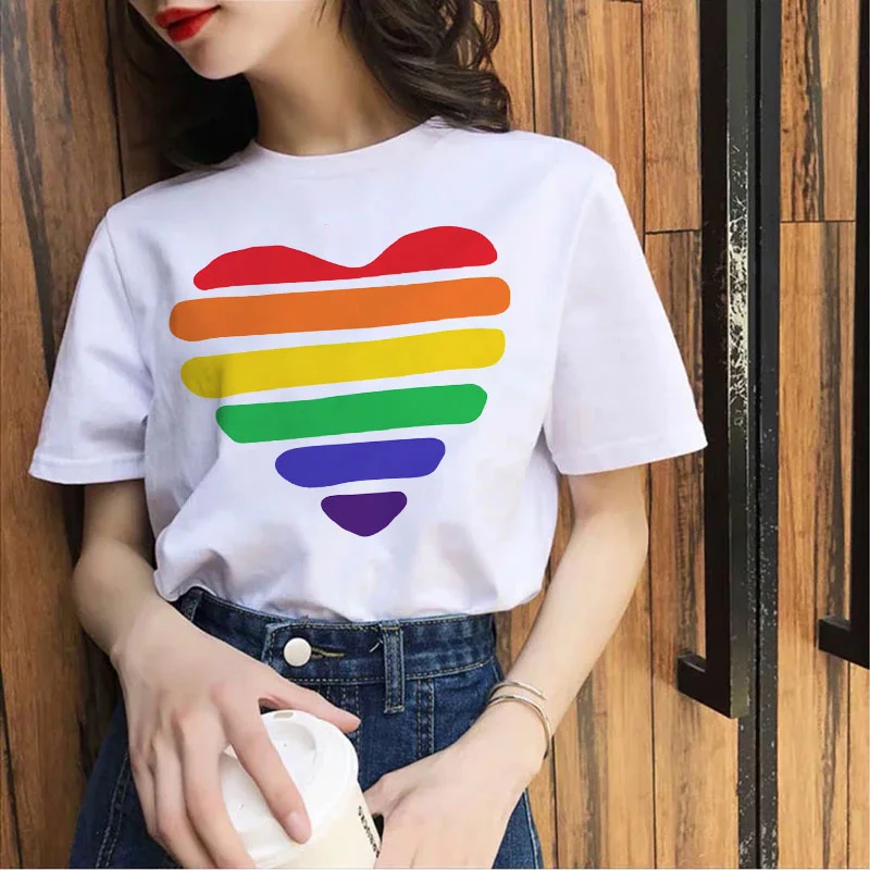 

Лидер продаж, футболка, акварель, радуга, сердце, женские летние футболки, топы, футболка