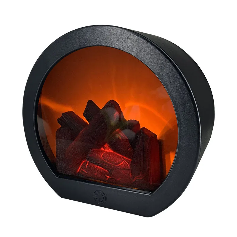 

1PC Flame Fireplace Light USB Charging Touch Switch Simulation Burning Charcoal Wind Lamp Decoration Indoor Lighting Night Light