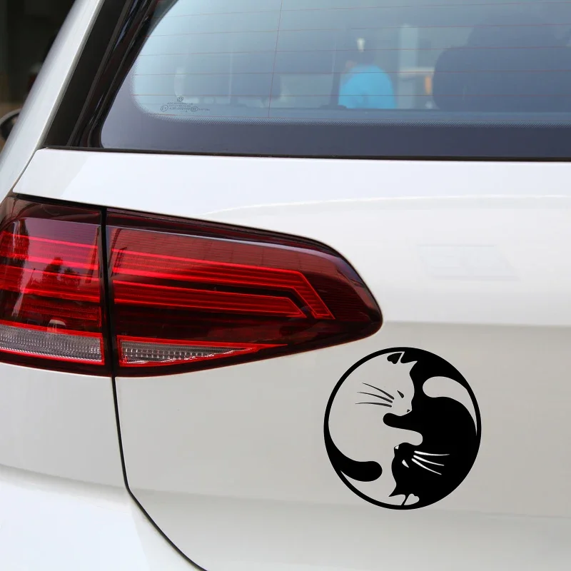 Новый дизайн модные автомобильные наклейки в виде черно-белого мультяшного кота