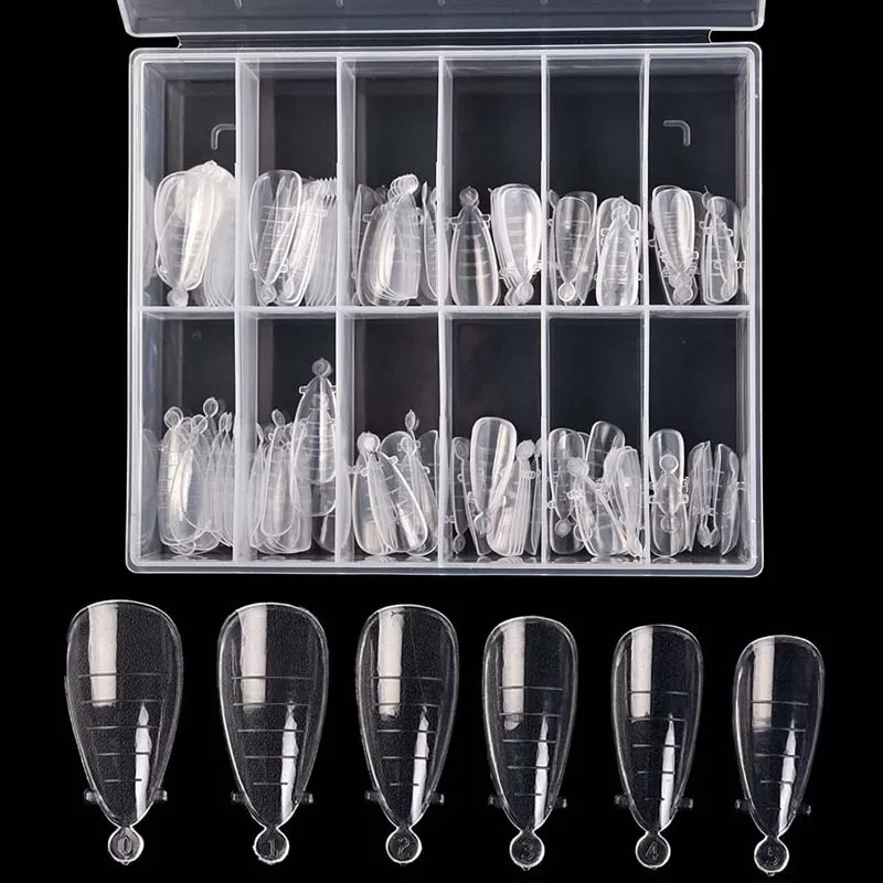 

120Pcs Box Plastic Almond Dual Nail Forms Quick Extension Builder UV Poly Tips Gels False Nails Mold Diy Finger Top Forms Tips A