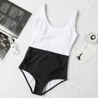 2022 new black and white stitching color backless sexy one piece swimsuit womens hot spring high waist bikini beachwear