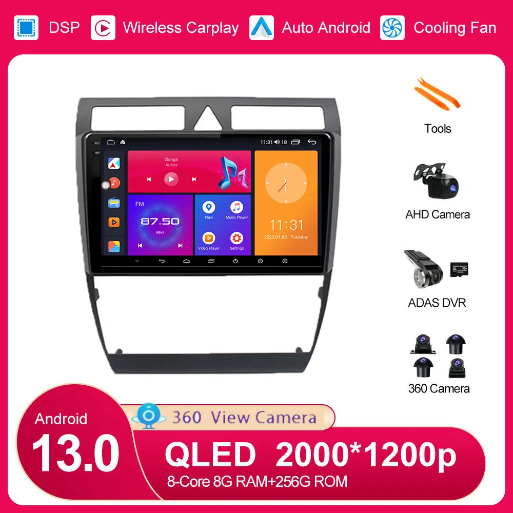 

Автомобильный радиоприемник Android 13 для Audi A6 C5 1997 - 2004 S6 1999-2004 RS6 2002 - 2006 GPS-навигация автомобильный IPS BT без DVD 2 Din