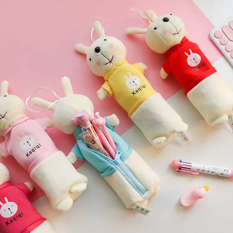 

Pencil Bags Cartoon Rabbit Animal Stationery Bunny bag student creative doll pen package plush multifunctional stationery box