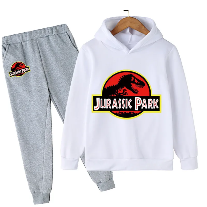 Jurassic World Printed Dinosaur Sportswear Fall/Winter Children's Hoodie + Pants 2-piece Teen 4-14Y Casual & Comfortable Set For