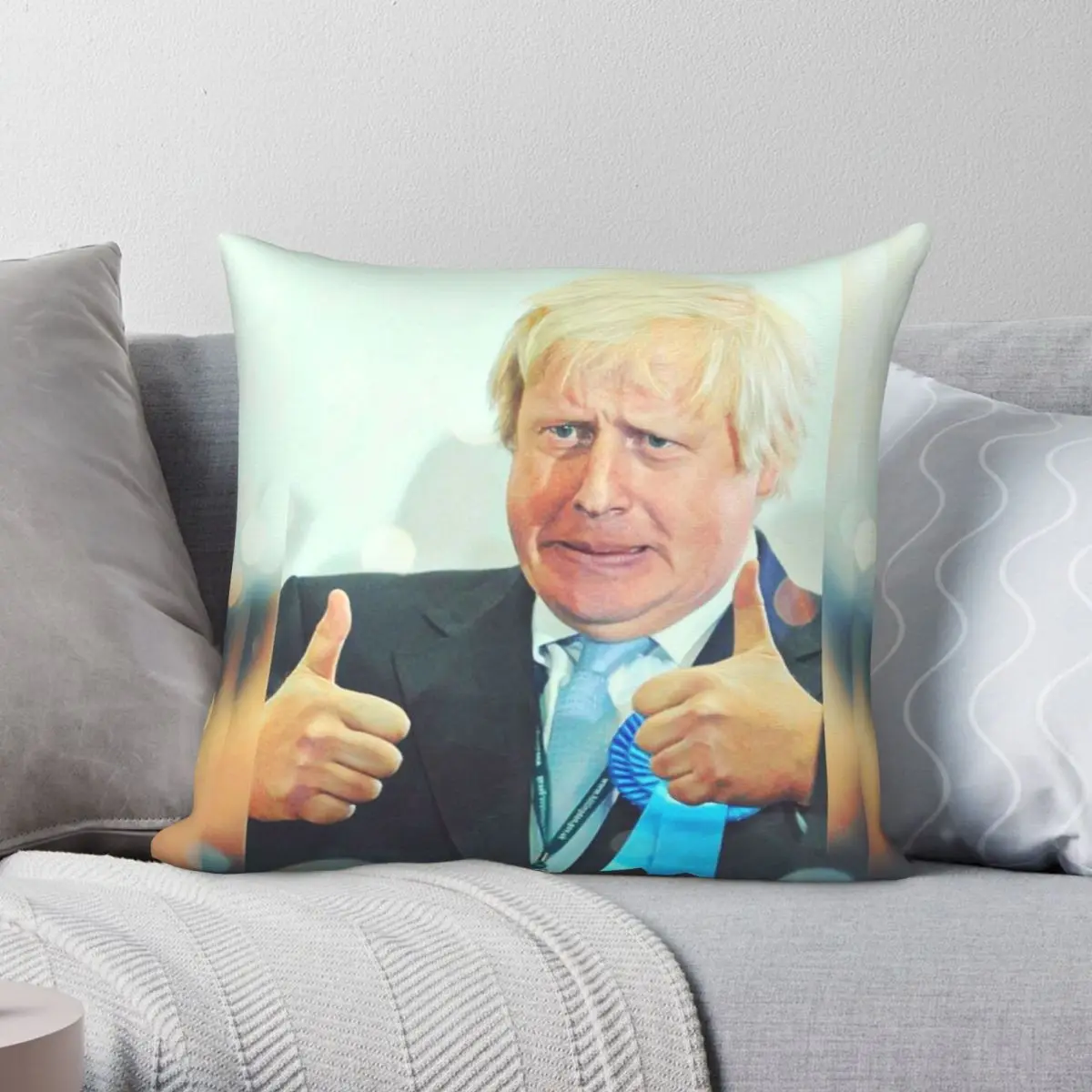 

Boris Johnson Two Thumbs Up Pillowcase Polyester Linen Velvet Printed Zip Decor Pillow Case Sofa Seater Cushion Cover 45x45