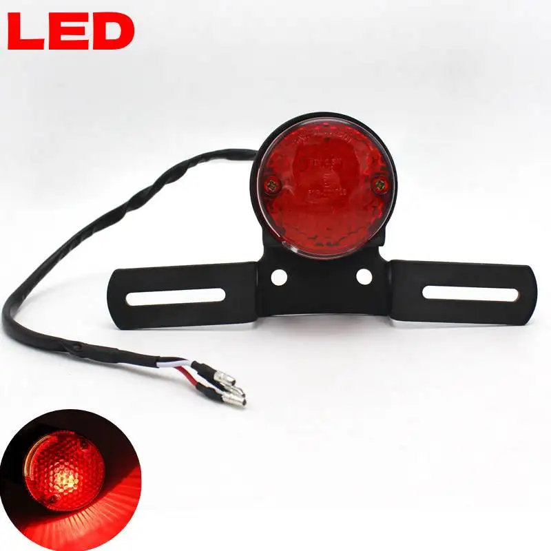 

Задний фонарь мотоцикла с держателем кронштейна номерного знака, ретро задний фонарь, светодиодный для Harley Honda Cafe Racer, индивидуальный Bobber Chopper