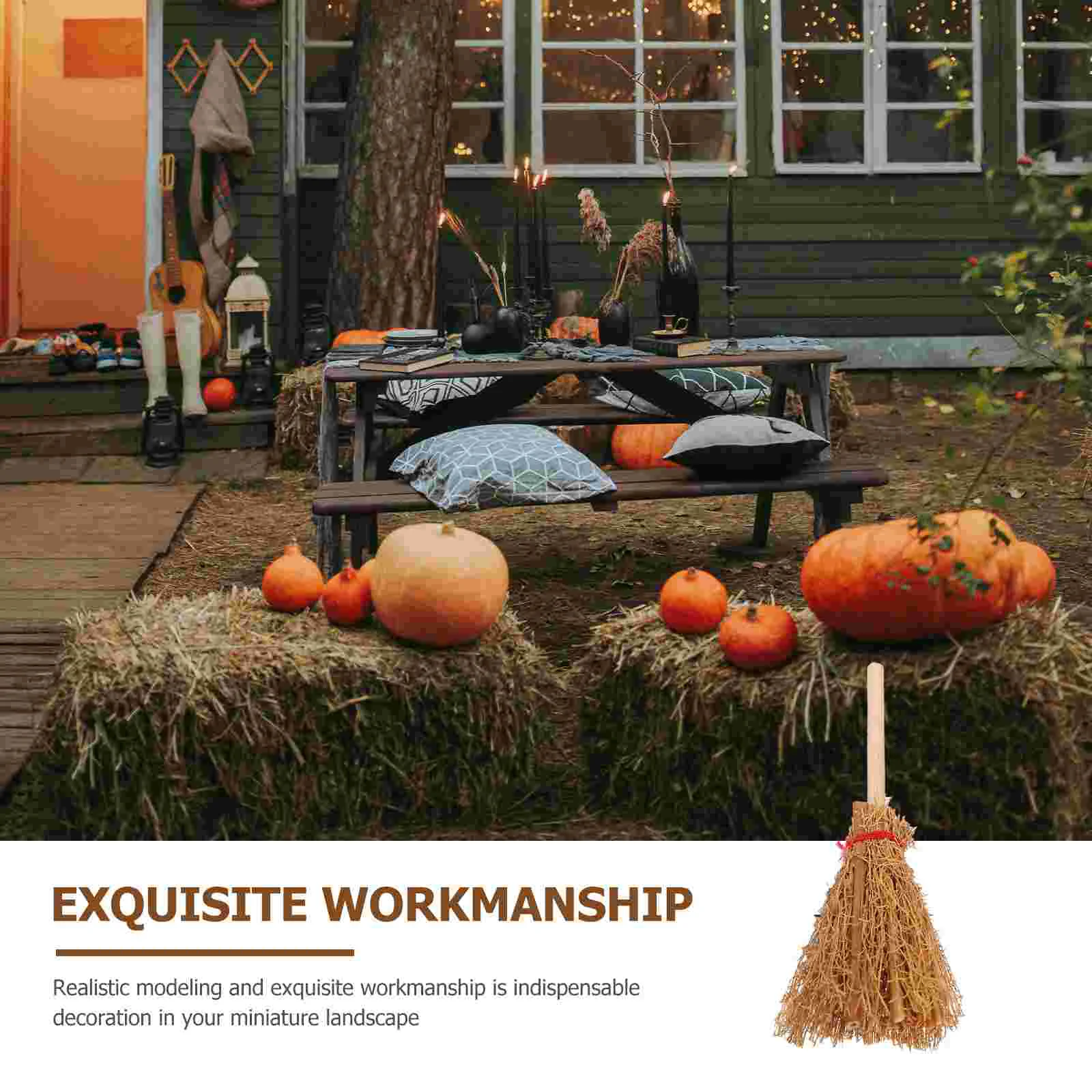 12 шт. метлы мини-ведьма Хэллоуин игрушки Декор дома листья сосновое дерево