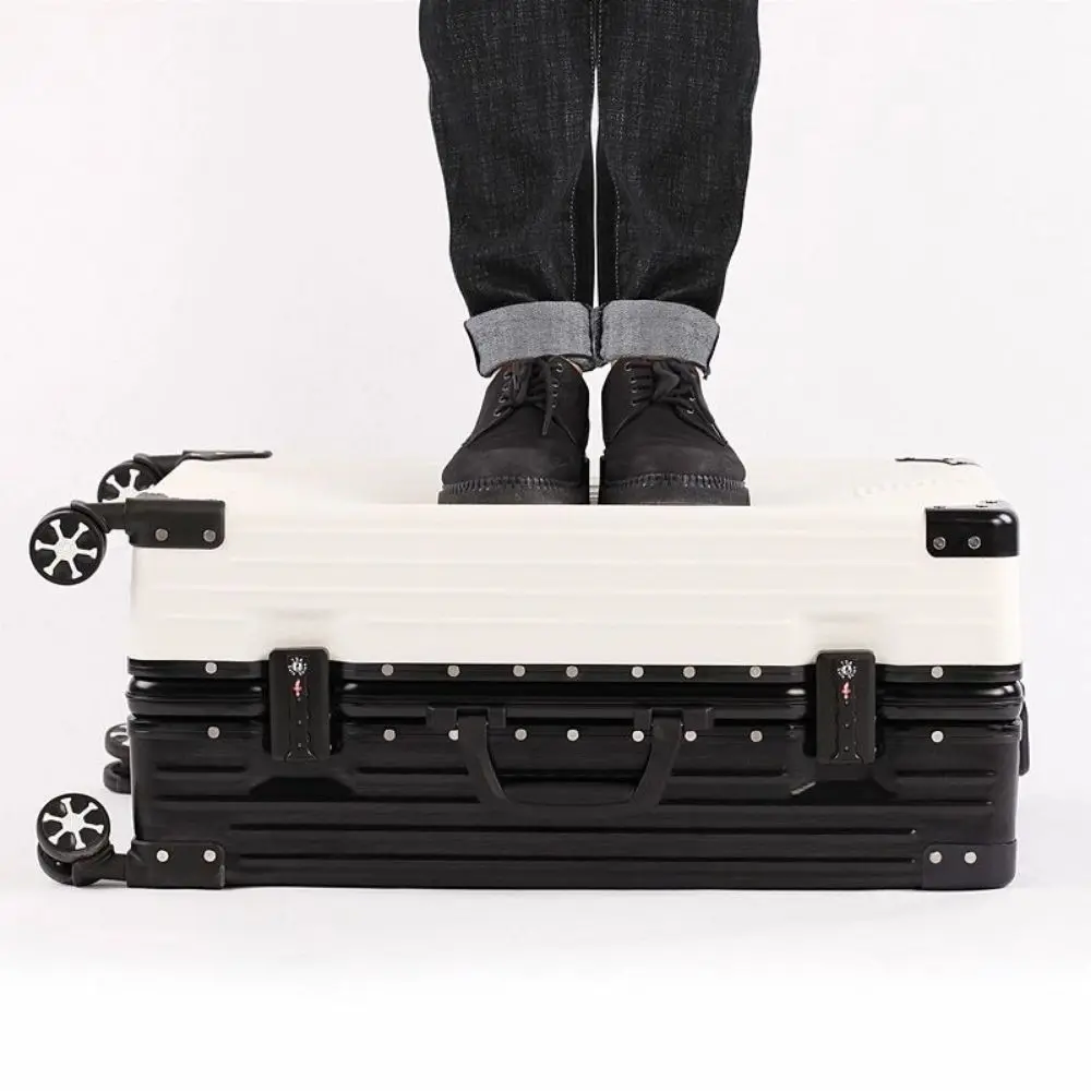 Luggage Fixed belt alloy Rolling Luggage Spinner 20/24/29 inch Women Metal Trolley Men Business Suitcase Wheels