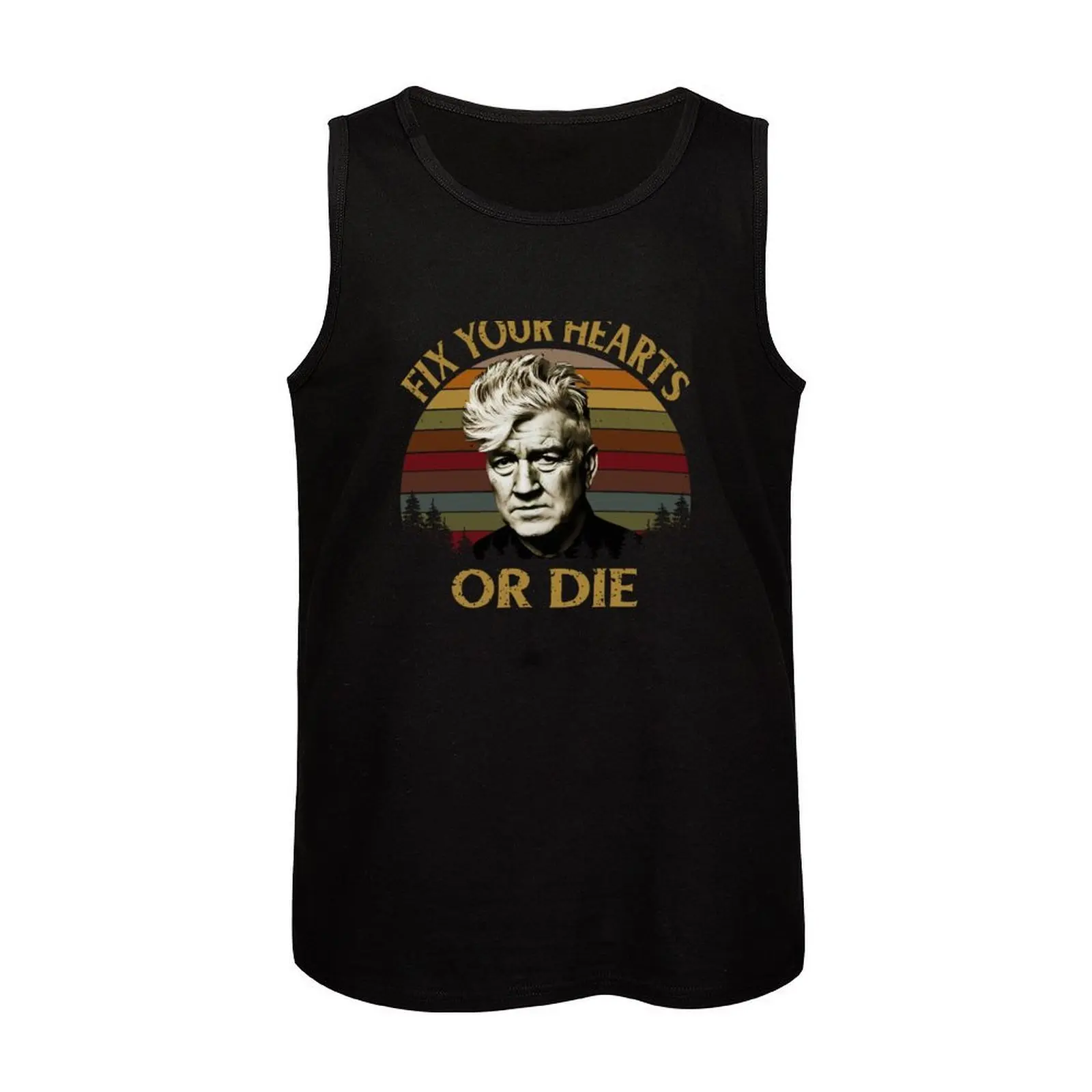 Фото Майка David Lynch Retro Fix Your Hearts Or Die, гибкая и удобная майка из эластичной ткани, повседневная одежда №4