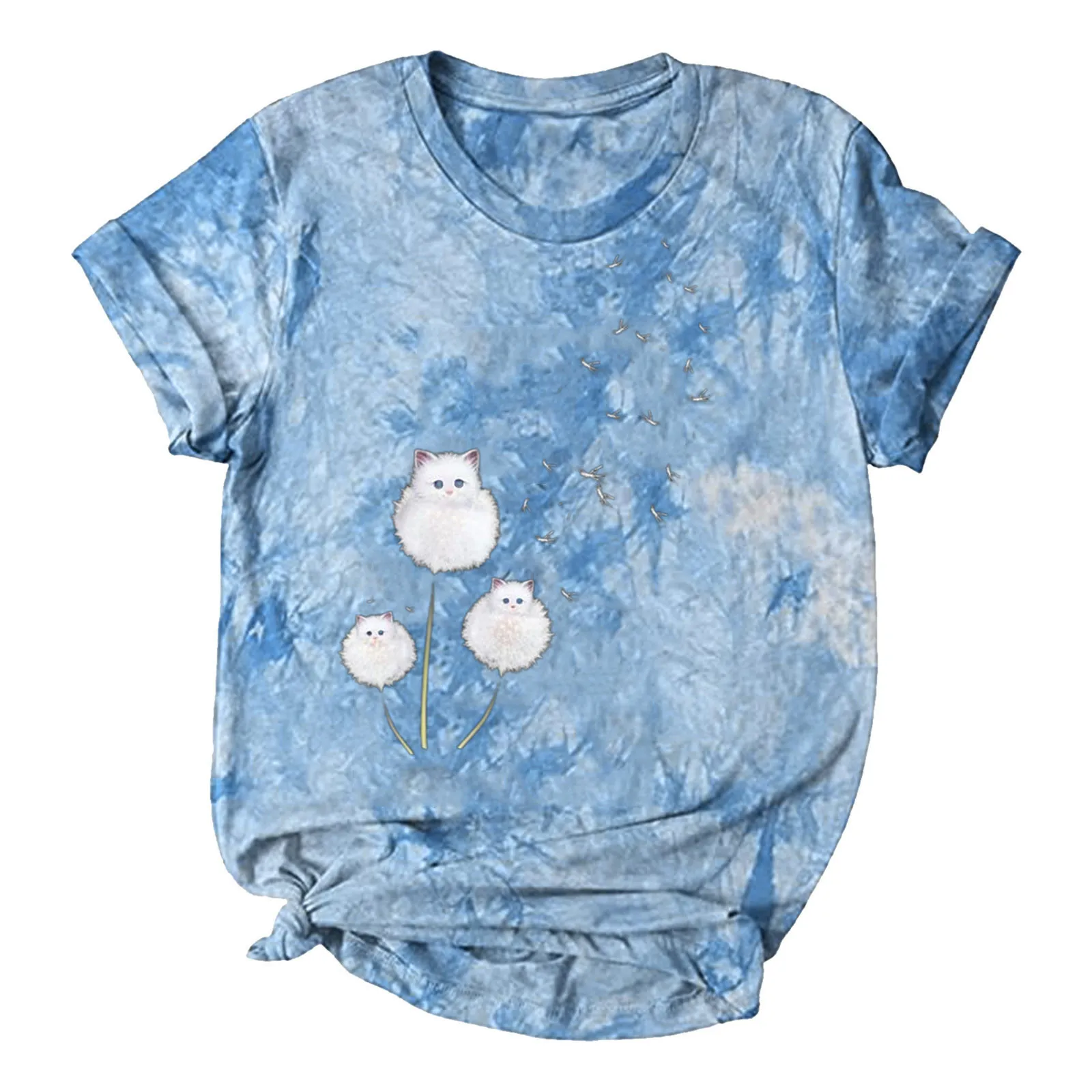 

Женские повседневные топы с коротким рукавом и принтом, блузка с круглым вырезом, повседневная майка-туника, женские длинные футболки