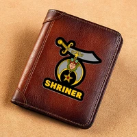 high quality genuine leather wallet retro masonic shriner printing standard purse bk173