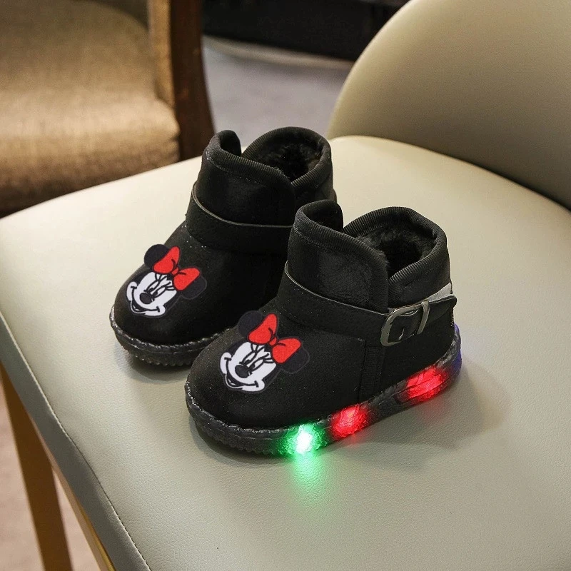 Детские теплые ботинки для снега с мультяшным принтом мышки короткие мальчиков и