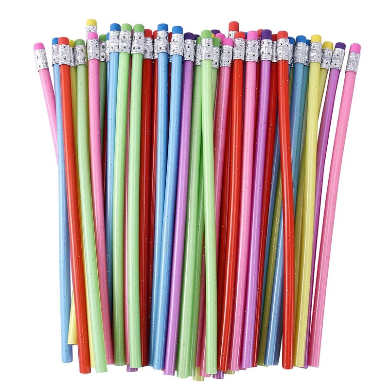 

120 Pieces Bendable Pencil Flexible Bendy Soft Pencils With Eraser, Colorful