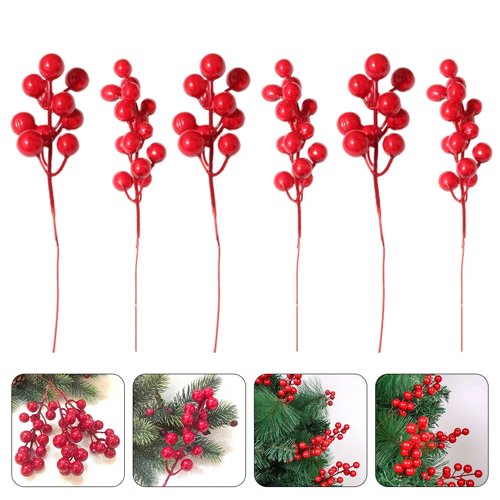 

Berry Christmas Picks Holly Branches Red Stems Artificial Berries Tree Faux Twig Arrangements Decoration Wreathbranch