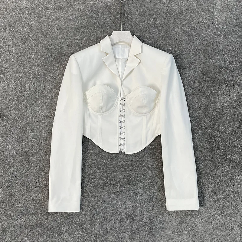 

High Quality 2022 Early Spring Women's New Corset Breasted Short Elegant Waist Ladies Small Blazer Silm Jacket