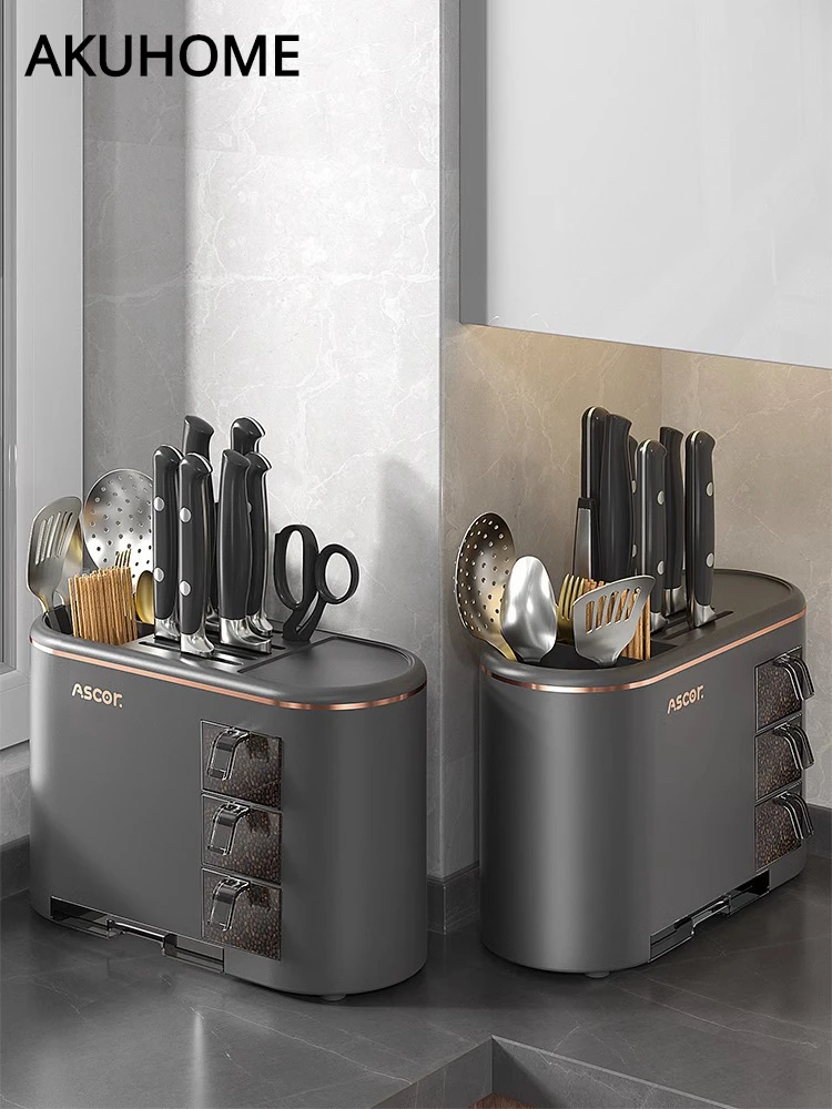 

Multifunctional kitchen shelf supplies household condiment storage shelf Seasoning box chopsticks knife holder knives