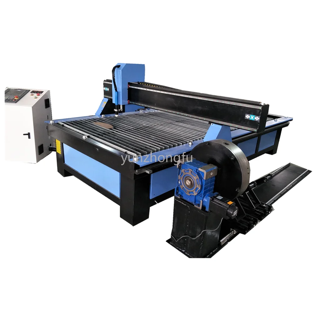 

China ROBOTEC 1300*2500mm plasma cutter table / plasma metal cutting machine / cnc flame plasma cutter with rotary pipe