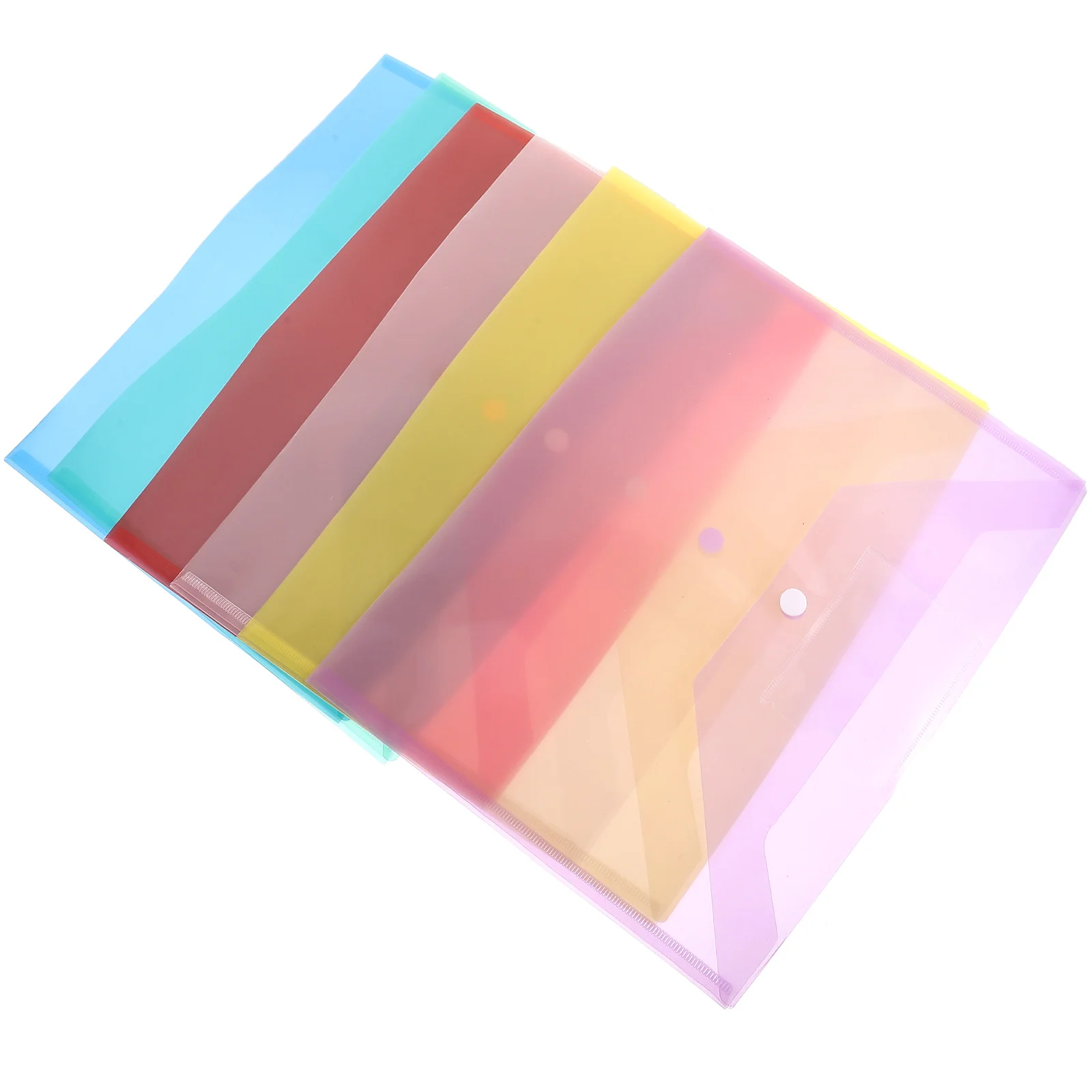 

6 Pcs Folder Office File Folders Storage Bags A4 Clear Plastic Envelope Documents Envelopes Colored Snap Button