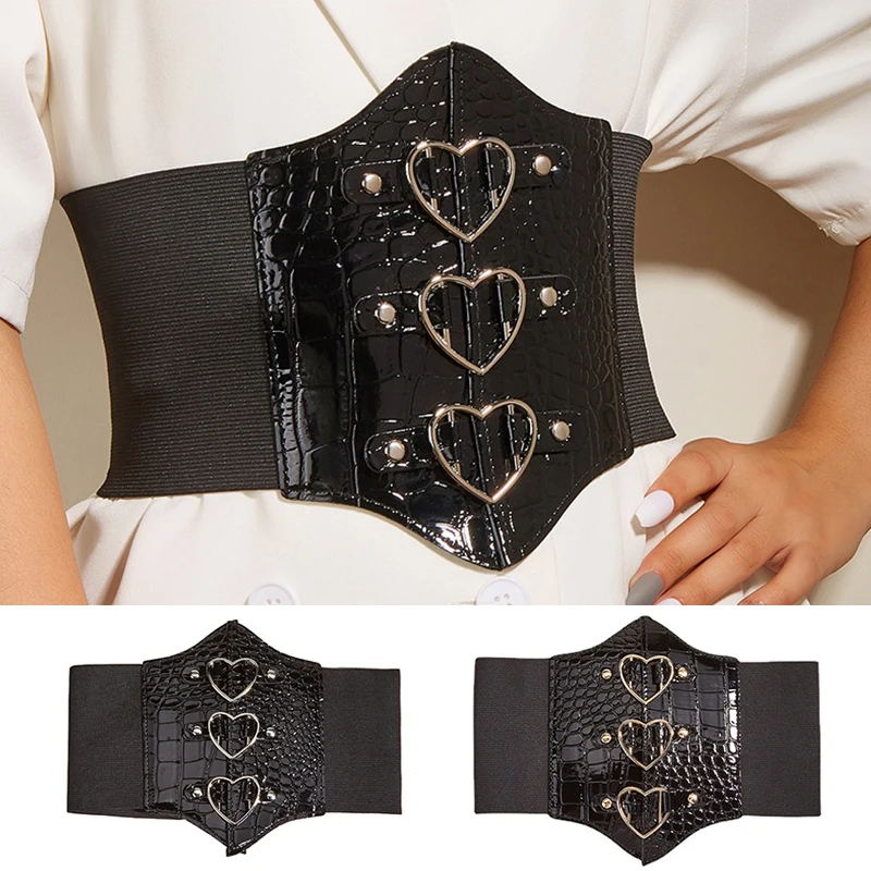 

Эластичный широкий корсет ремень с узором под крокодиловую кожу из сплава Cummerbunds Love Heart женское платье пальто винтажные жилеты из искусстве...