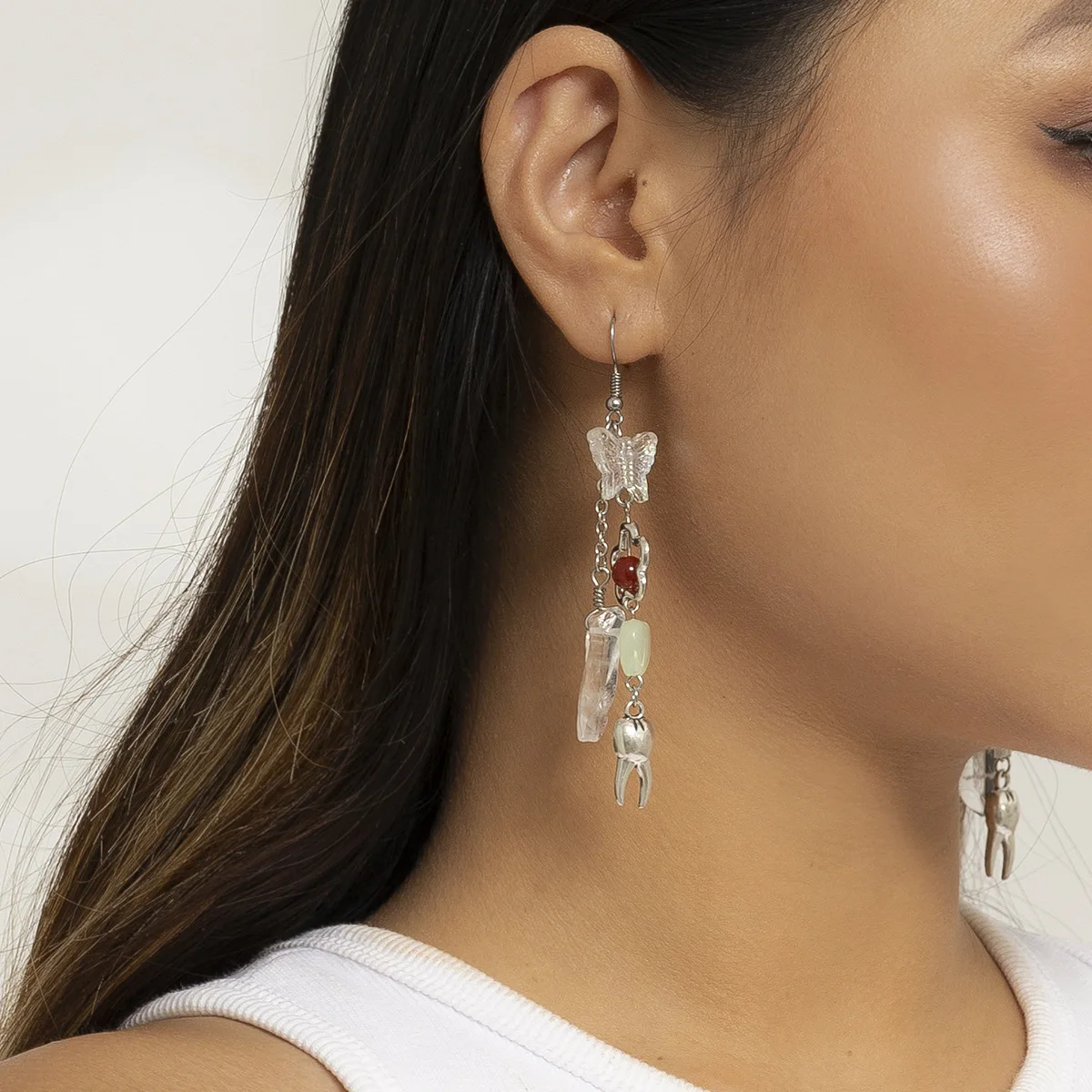 

Vintage Bohemia Beaded Butterfly Drops Pendant Women Female Asymmetrical Earring