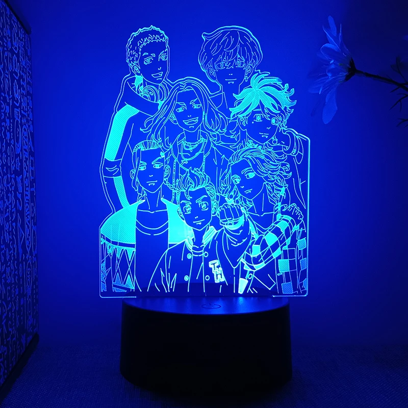 Tokyo Revengers 3d Led Lamp For Bedroom Manga Night Lights Anime Action Figure Room Decor Decoration Children's Gift