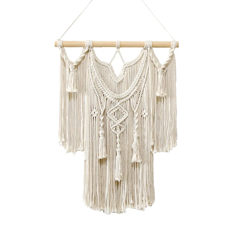 

Large Macrame Wall Hanging Tapestry For Bedroom Teen Girl, Bohemian Wall Decor Woven Long Tassel Living Room Decoration