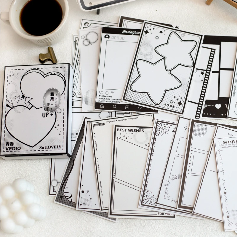 Журнал Go 50 шт./лот черно-белый бордер коллаж карта для карточек планировщик