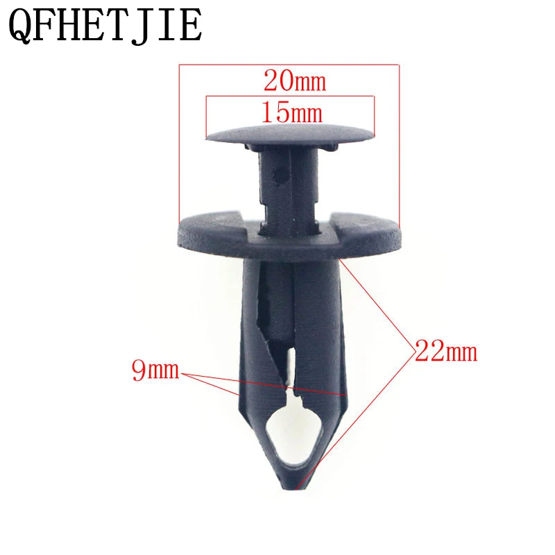 

QFHETJIE 100Pcs Black Plastic Rivets Clips Auto Vehicle Car Bumper Clips Retainer Fastener Rivet Door Panel Fender