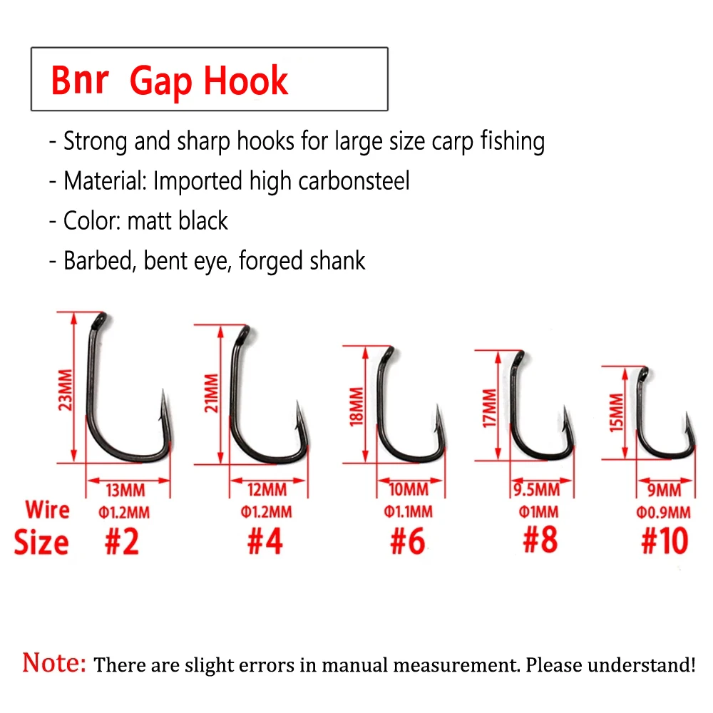 Bimoo 20pcs Europe Matte Black Carp Hooks Thick Wire High Carbon Steel Barbed Curve Shank Yn BN BNR Wi Fishing Hook #2-#10 - купить по