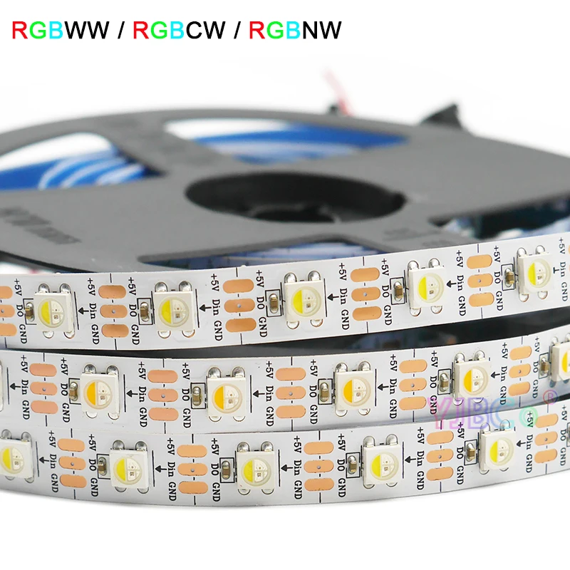 DC 5V SK6812 similar WS2812B 4 Color in 1 LED Strip RGBNW/ RGBCW/ RGBWW addressable Light Tape 30/60/144 pixles/m IP30/IP65/IP67